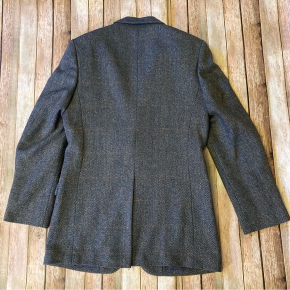 Vintage Luxury Chadmore Wool Blend Herringbone L 38 Gray/Blue/Orange Mens Blazer - Picture 10 of 12